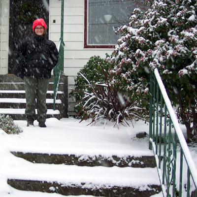 B in the snowfall
